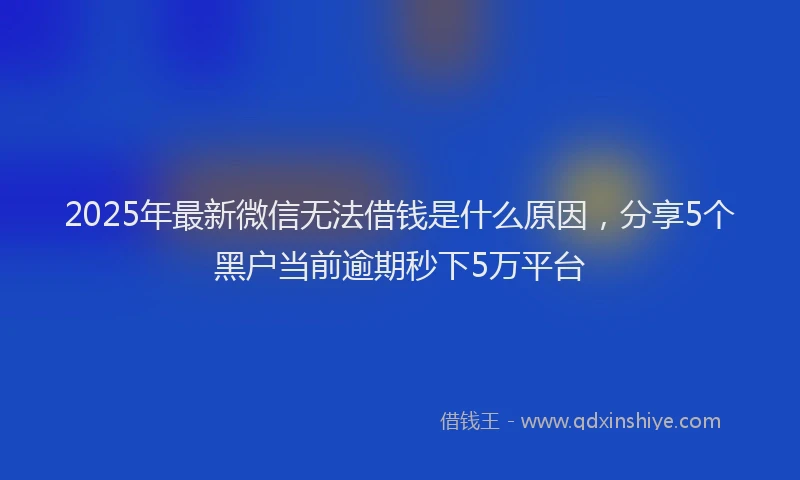 2025年最新微信无法借钱是什么原因，分享5个黑户当前逾期秒下5万平台