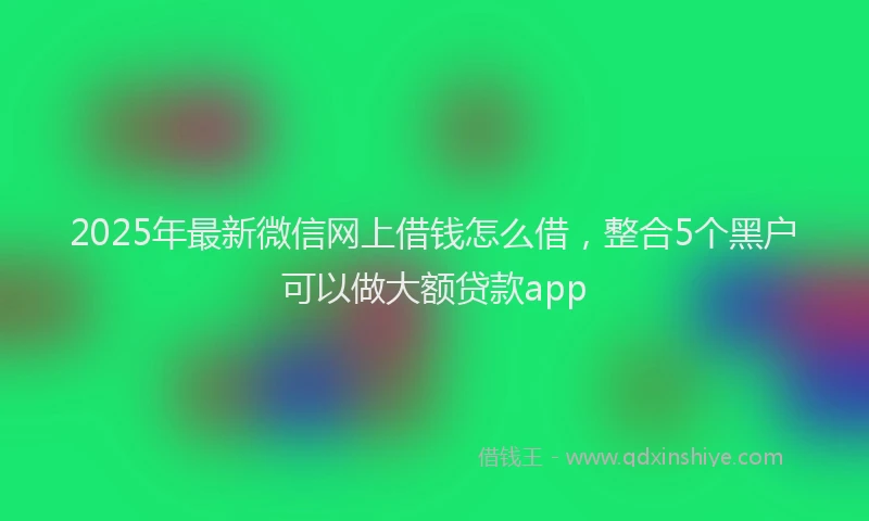 2025年最新微信网上借钱怎么借，整合5个黑户可以做大额贷款app