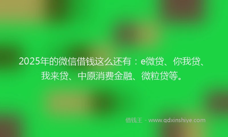 2025年的微信借钱这么还有：e微贷、你我贷、我来贷、中原消费金融、微粒贷等。