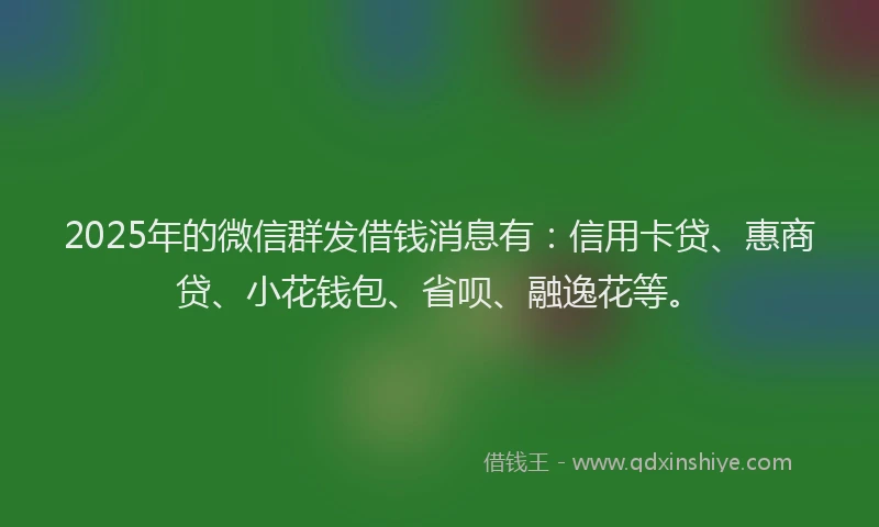 2025年的微信群发借钱消息有：信用卡贷、惠商贷、小花钱包、省呗、融逸花等。