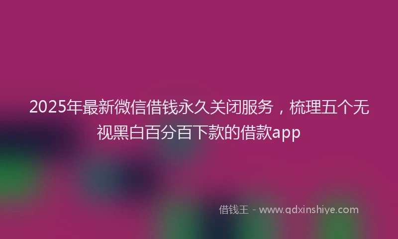 2025年最新微信借钱永久关闭服务，梳理五个无视黑白百分百下款的借款app