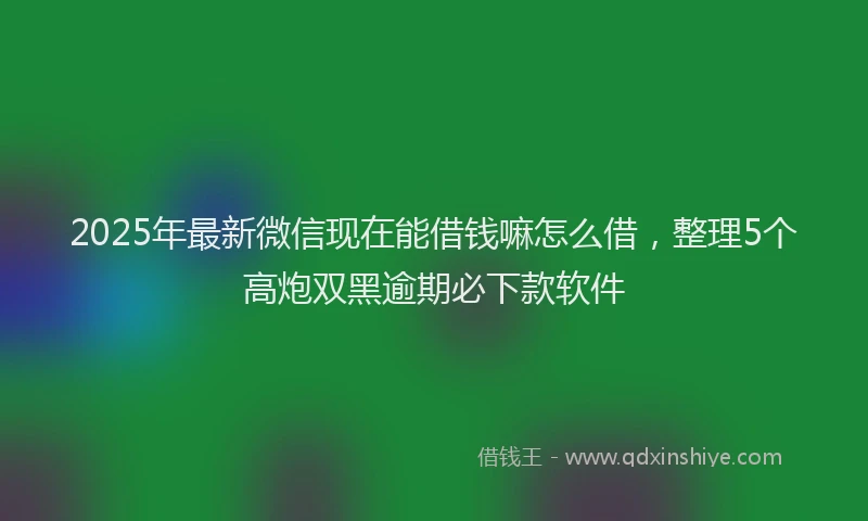 2025年最新微信现在能借钱嘛怎么借，整理5个高炮双黑逾期必下款软件