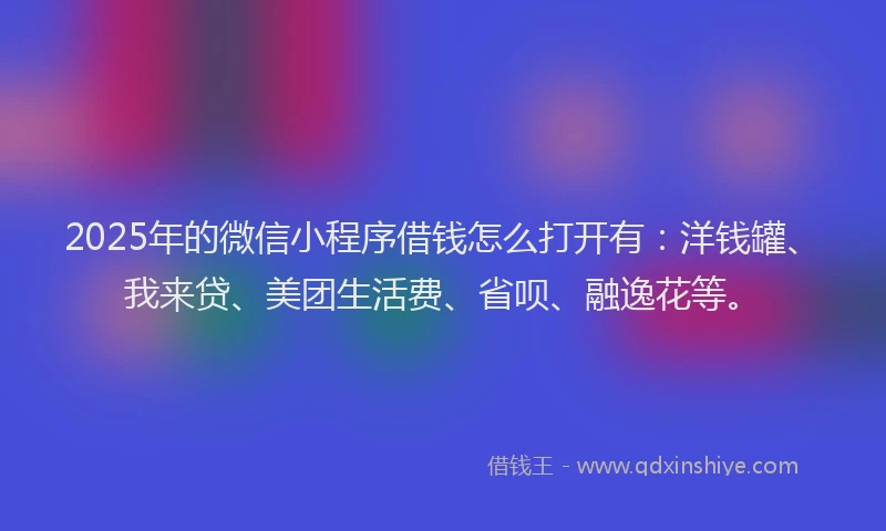 2025年的微信小程序借钱怎么打开有：洋钱罐、我来贷、美团生活费、省呗、融逸花等。
