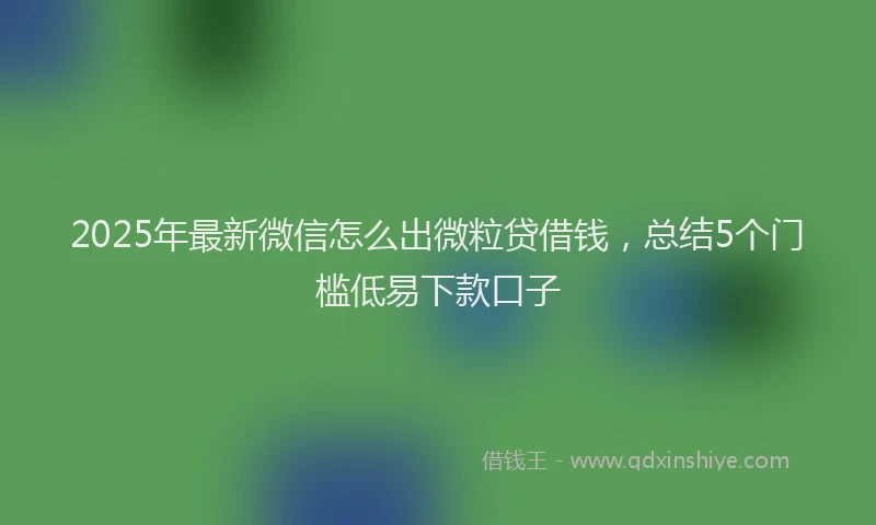 2025年最新微信怎么出微粒贷借钱，总结5个门槛低易下款口子