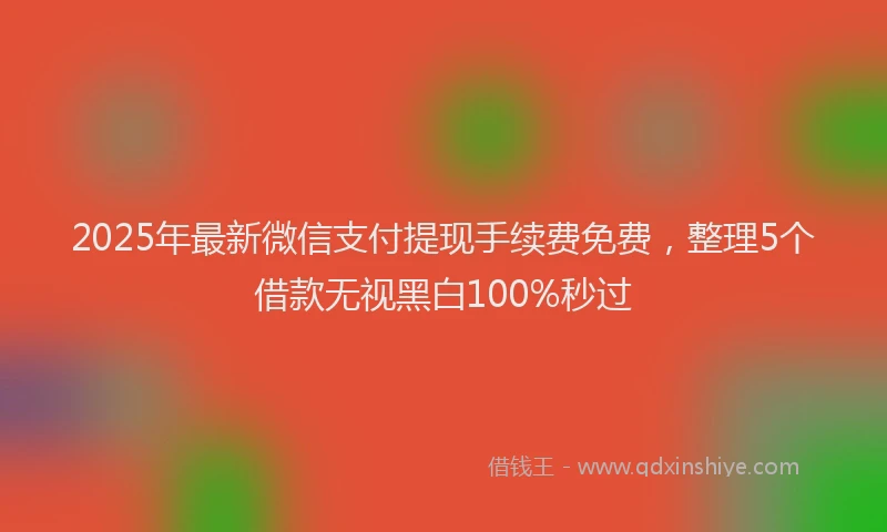 2025年最新微信支付提现手续费免费，整理5个借款无视黑白100%秒过