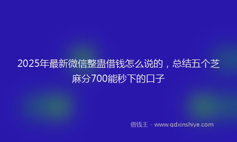 2025年最新微信整蛊借钱怎么说的，总结五个芝麻分700能秒下的口子