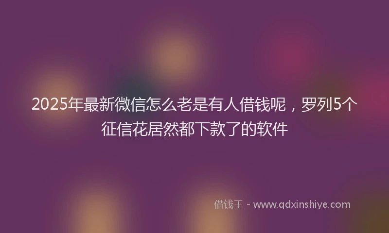 2025年最新微信怎么老是有人借钱呢，罗列5个征信花居然都下款了的软件