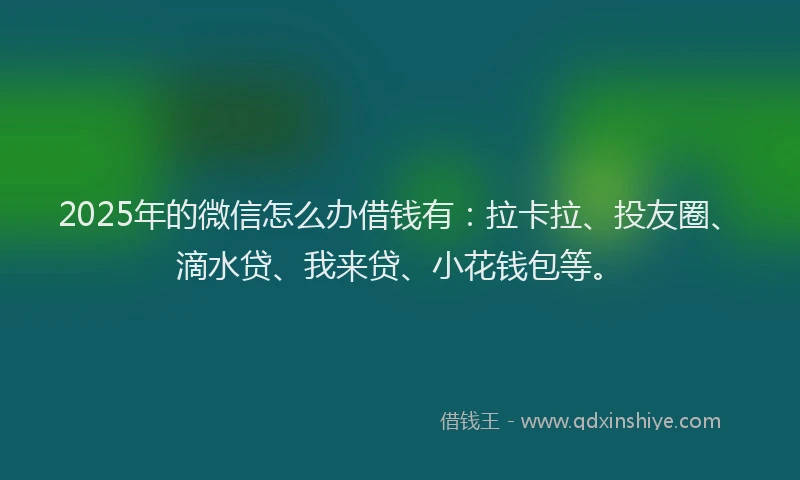 2025年的微信怎么办借钱有：拉卡拉、投友圈、滴水贷、我来贷、小花钱包等。