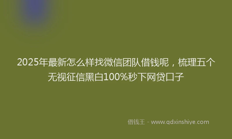 2025年最新怎么样找微信团队借钱呢，梳理五个无视征信黑白100%秒下网贷口子