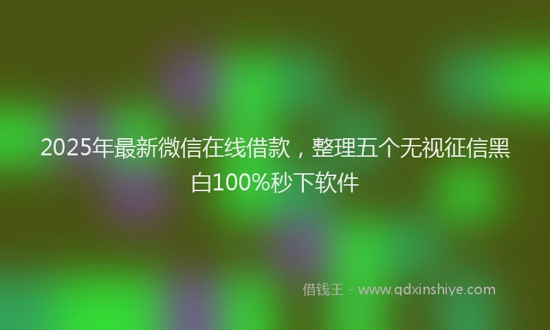2025年最新微信在线借款，整理五个无视征信黑白100%秒下软件