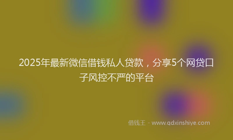 2025年最新微信借钱私人贷款，分享5个网贷口子风控不严的平台