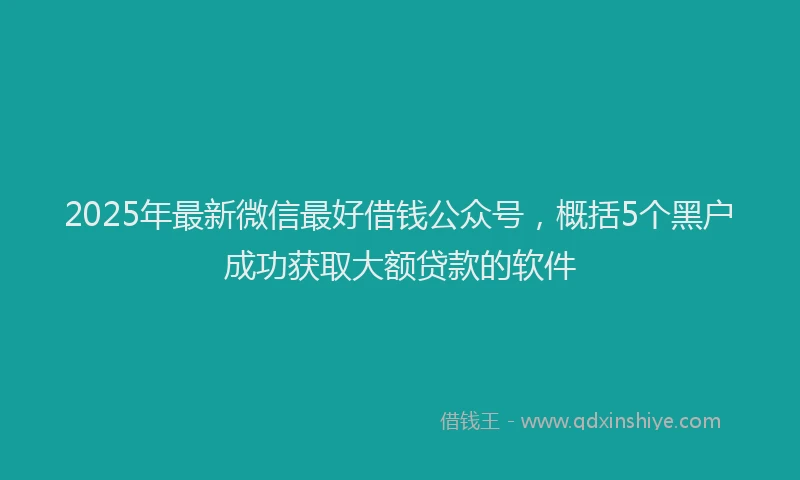 2025年最新微信最好借钱公众号，概括5个黑户成功获取大额贷款的软件