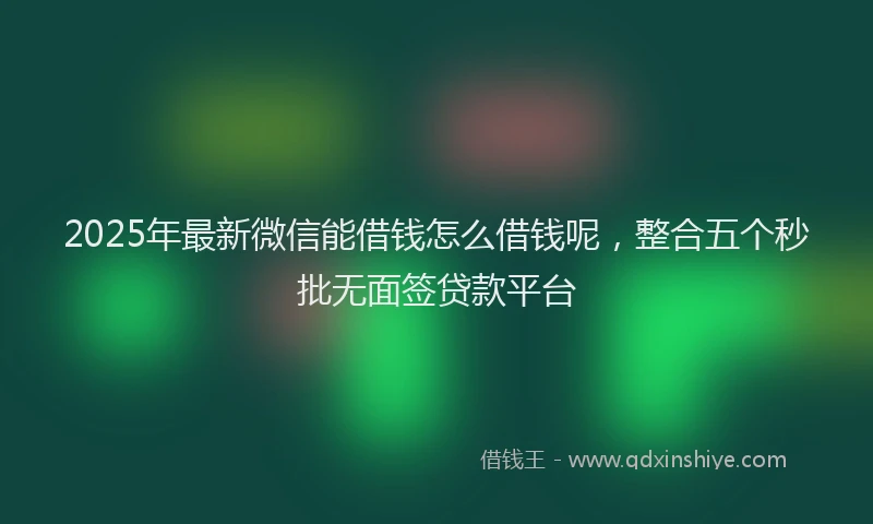 2025年最新微信能借钱怎么借钱呢，整合五个秒批无面签贷款平台