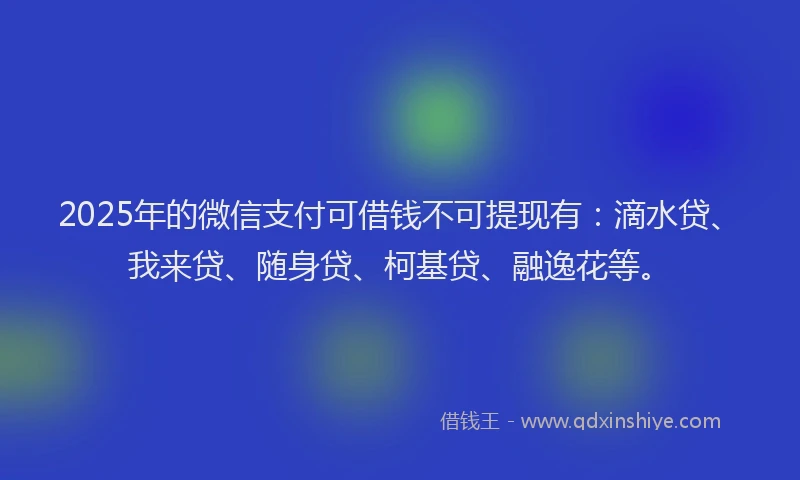 2025年的微信支付可借钱不可提现有：滴水贷、我来贷、随身贷、柯基贷、融逸花等。