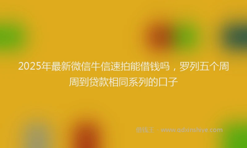 2025年最新微信牛信速拍能借钱吗，罗列五个周周到贷款相同系列的口子
