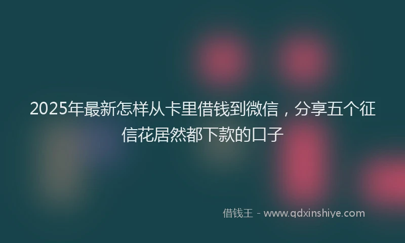 2025年最新怎样从卡里借钱到微信，分享五个征信花居然都下款的口子