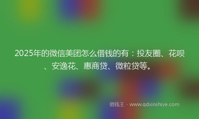 2025年的微信美团怎么借钱的有：投友圈、花呗、安逸花、惠商贷、微粒贷等。