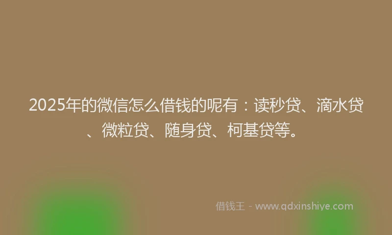 2025年的微信怎么借钱的呢有：读秒贷、滴水贷、微粒贷、随身贷、柯基贷等。