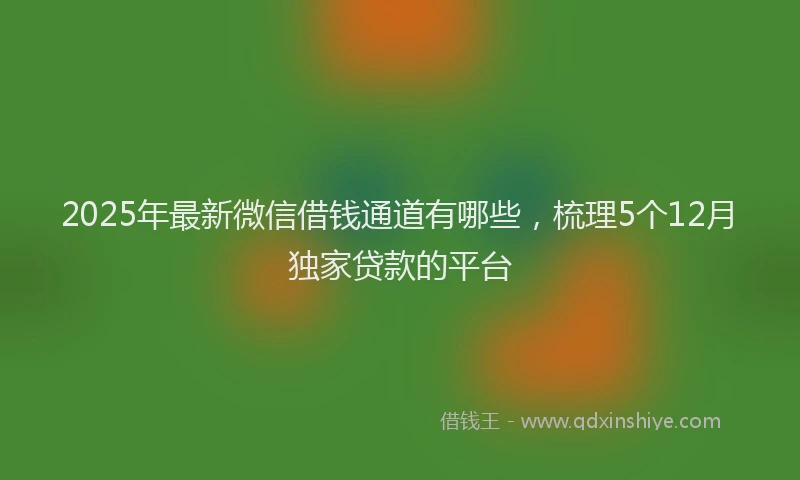 2025年最新微信借钱通道有哪些，梳理5个12月独家贷款的平台