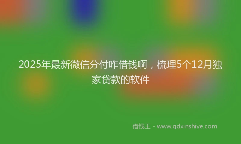 2025年最新微信分付咋借钱啊，梳理5个12月独家贷款的软件