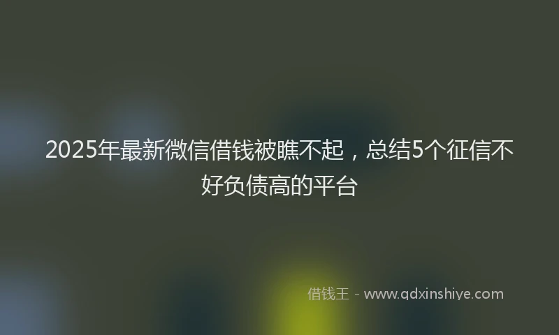 2025年最新微信借钱被瞧不起，总结5个征信不好负债高的平台