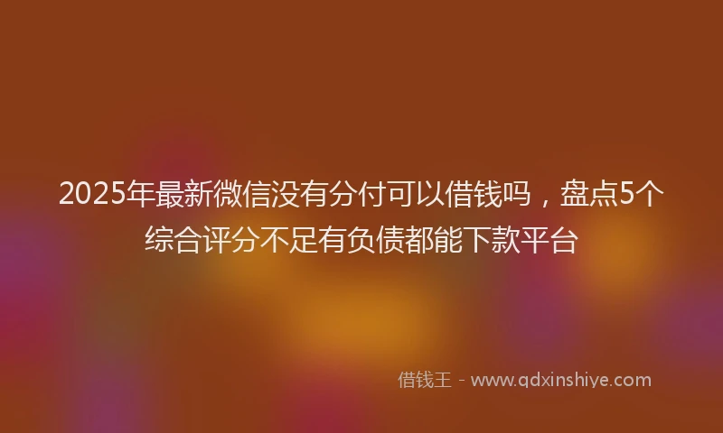 2025年最新微信没有分付可以借钱吗，盘点5个综合评分不足有负债都能下款平台