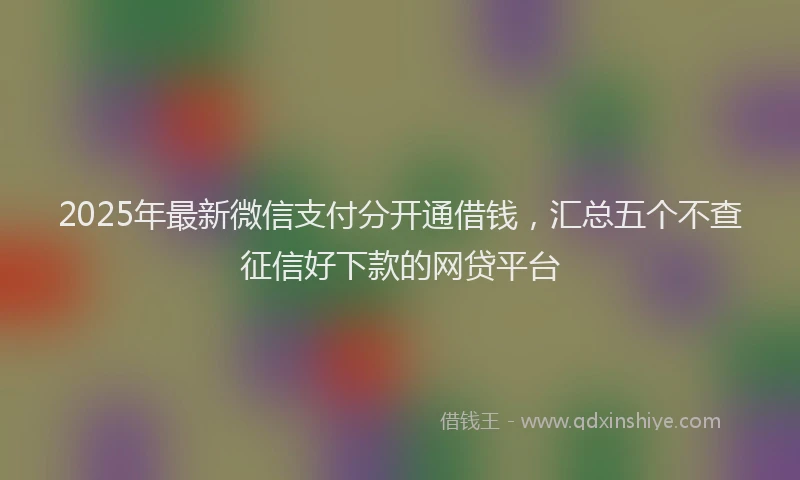 2025年最新微信支付分开通借钱，汇总五个不查征信好下款的网贷平台