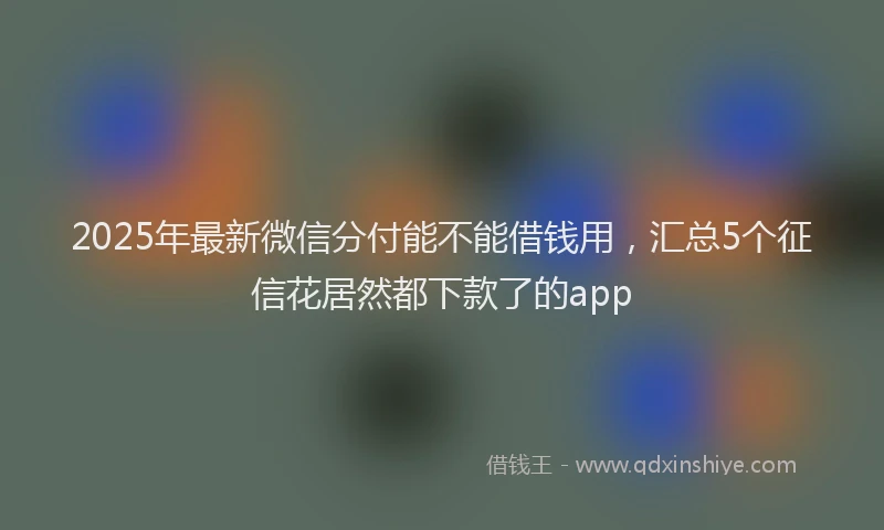 2025年最新微信分付能不能借钱用，汇总5个征信花居然都下款了的app