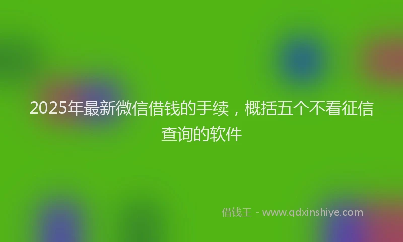 2025年最新微信借钱的手续，概括五个不看征信查询的软件