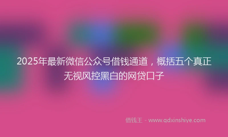 2025年最新微信公众号借钱通道，概括五个真正无视风控黑白的网贷口子