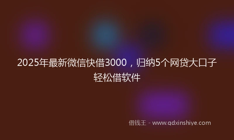 2025年最新微信快借3000，归纳5个网贷大口子轻松借软件