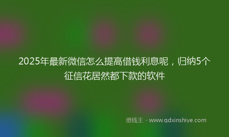 2025年最新微信怎么提高借钱利息呢，归纳5个征信花居然都下款的软件