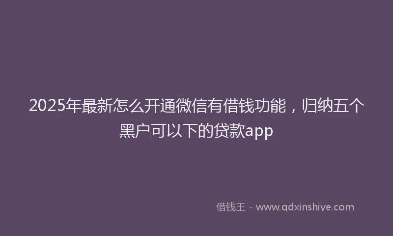 2025年最新怎么开通微信有借钱功能，归纳五个黑户可以下的贷款app