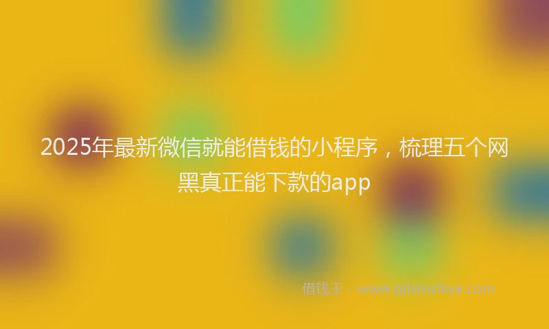 2025年最新微信就能借钱的小程序，梳理五个网黑真正能下款的app