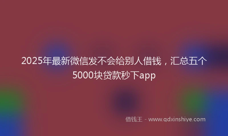2025年最新微信发不会给别人借钱，汇总五个5000块贷款秒下app