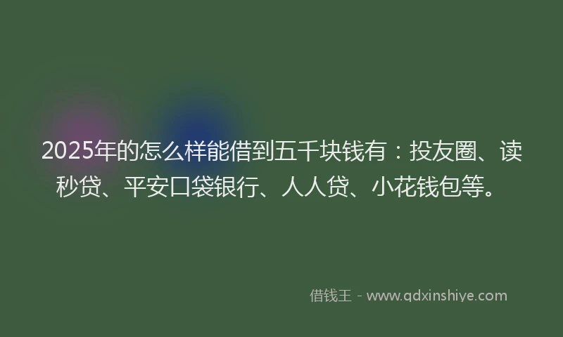 2025年的怎么样能借到五千块钱有：投友圈、读秒贷、平安口袋银行、人人贷、小花钱包等。