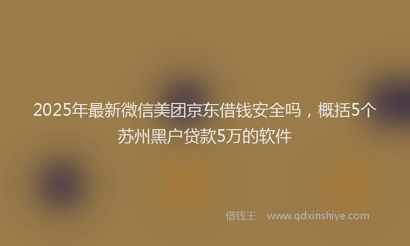 2025年最新微信美团京东借钱安全吗，概括5个苏州黑户贷款5万的软件