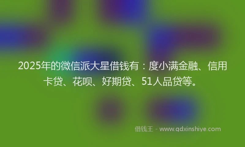 2025年的微信派大星借钱有：度小满金融、信用卡贷、花呗、好期贷、51人品贷等。