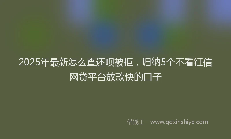 2025年最新怎么查还呗被拒，归纳5个不看征信网贷平台放款快的口子