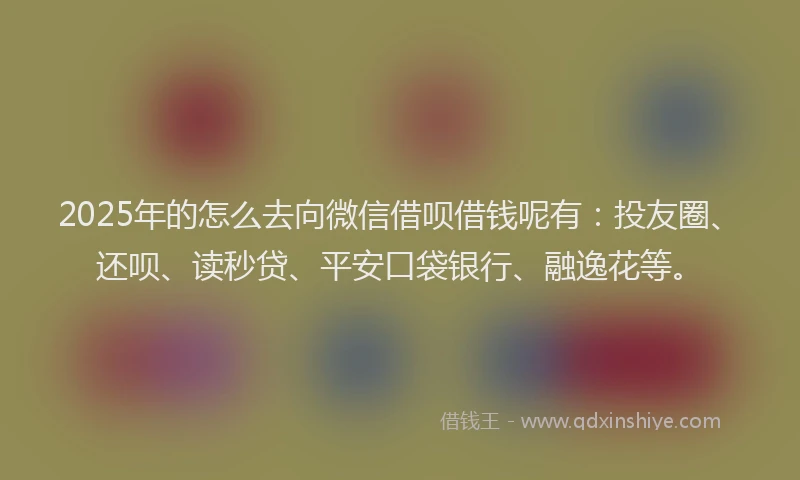 2025年的怎么去向微信借呗借钱呢有：投友圈、还呗、读秒贷、平安口袋银行、融逸花等。