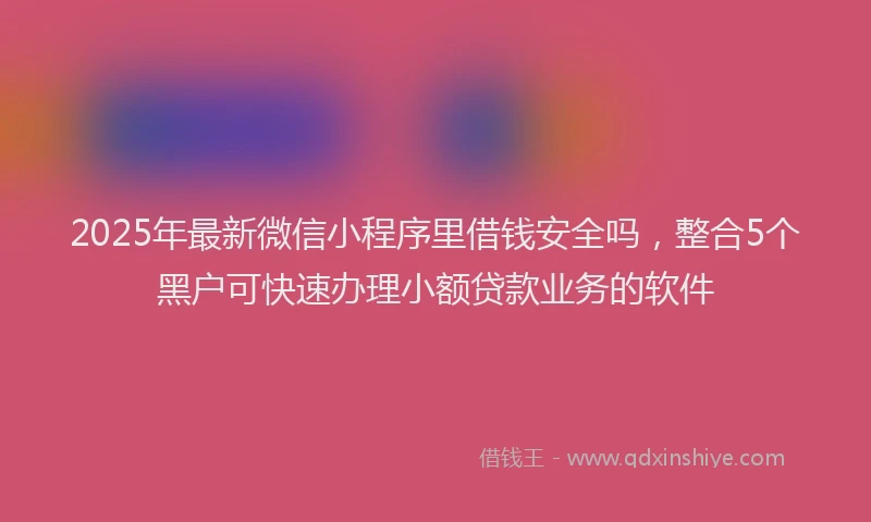 2025年最新微信小程序里借钱安全吗，整合5个黑户可快速办理小额贷款业务的软件