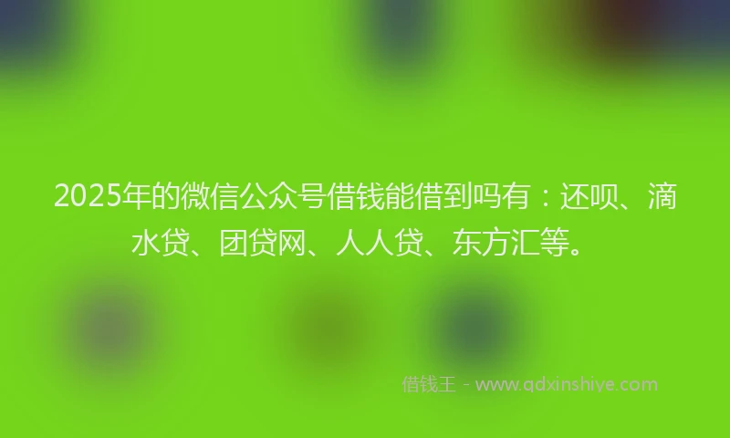 2025年的微信公众号借钱能借到吗有：还呗、滴水贷、团贷网、人人贷、东方汇等。