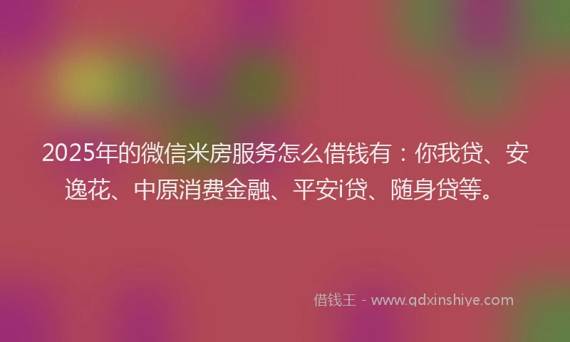 2025年的微信米房服务怎么借钱有：你我贷、安逸花、中原消费金融、平安i贷、随身贷等。