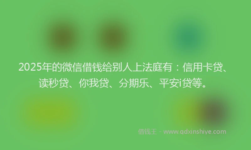 2025年的微信借钱给别人上法庭有：信用卡贷、读秒贷、你我贷、分期乐、平安i贷等。