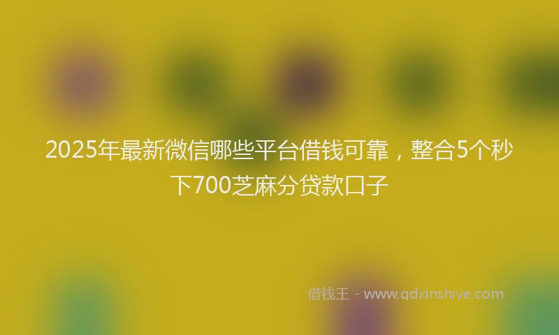 2025年最新微信哪些平台借钱可靠，整合5个秒下700芝麻分贷款口子