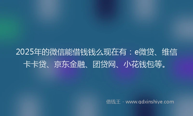 2025年的微信能借钱钱么现在有：e微贷、维信卡卡贷、京东金融、团贷网、小花钱包等。
