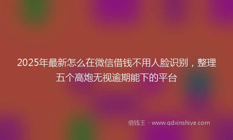 2025年最新怎么在微信借钱不用人脸识别，整理五个高炮无视逾期能下的平台