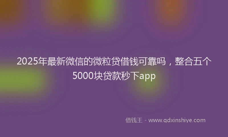 2025年最新微信的微粒贷借钱可靠吗，整合五个5000块贷款秒下app