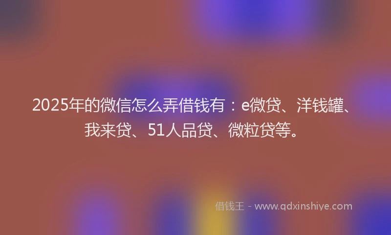 2025年的微信怎么弄借钱有：e微贷、洋钱罐、我来贷、51人品贷、微粒贷等。