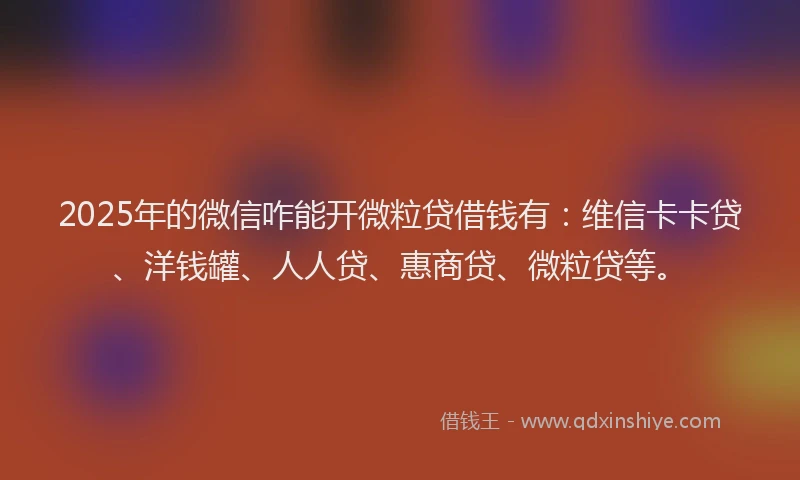2025年的微信咋能开微粒贷借钱有：维信卡卡贷、洋钱罐、人人贷、惠商贷、微粒贷等。